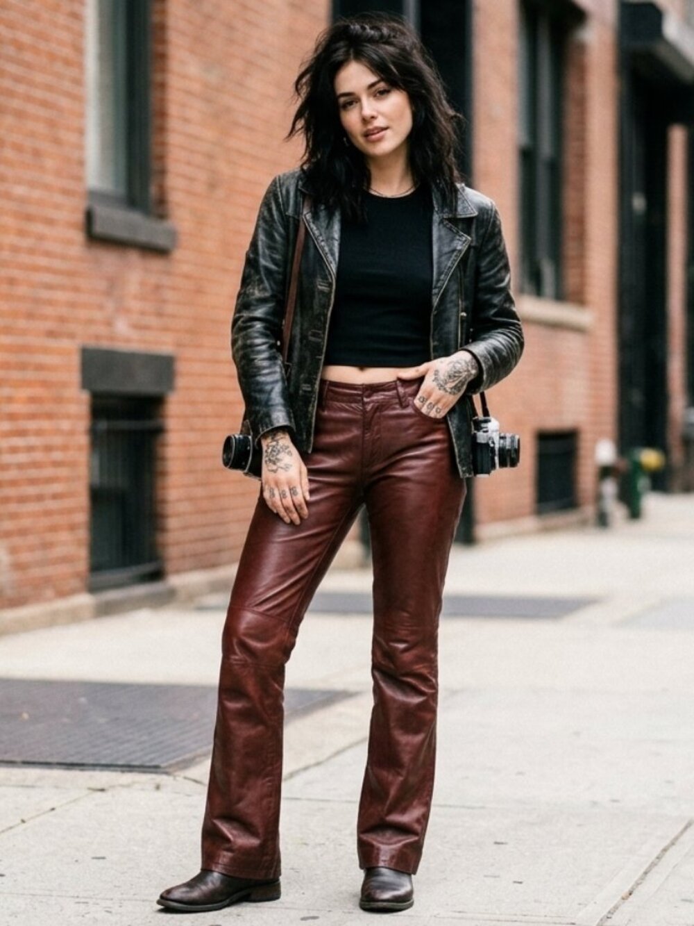 Vintage Y2K GAP Bootcut Genuine Leather Pants Burgundy Oxblood Size 6